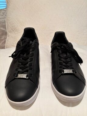 Lacoste Black Leather Sneakers with White Sole